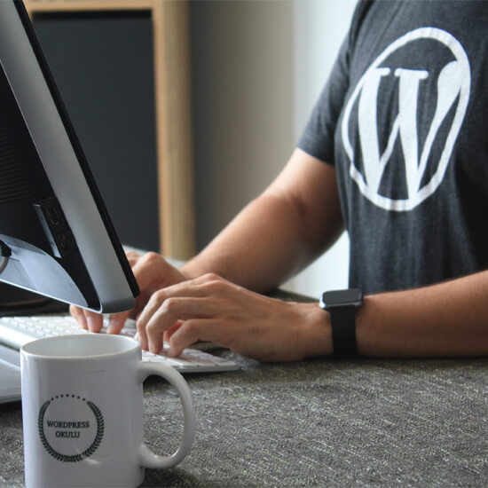 Dev Tech Solutions | One of our Insight Article images showing a male wearing a WordPress T-shirt working on a PC