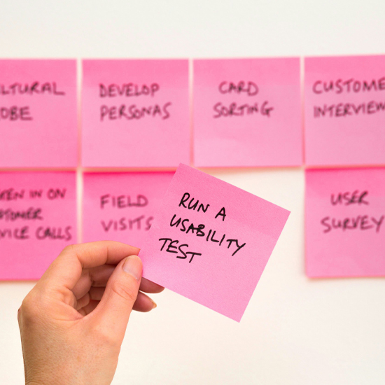 Dev Tech Solutions | showing various pink post it notes
