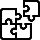 Dev Tech Solutions | Website Build | Icon | showing how small pieces fit together to build a bigger one