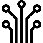 Dev Tech Solutions | Website Build | Icon | showing a various nodes connected via circuits