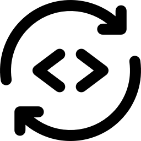 Dev Tech Solutions | Website Build | Icon | showing a a circular motion representing a cycle